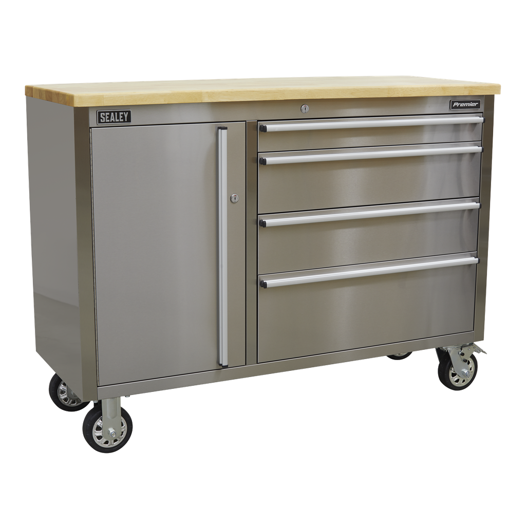 Sealey Premier™ Mobile Stainless Steel Tool Cabinet 4 Drawer
