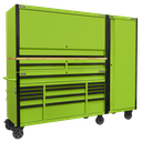 Superline PRO® Black Edition Mobile Trolley with Wooden Worktop, Hutch, 2 Drawer Riser & Side Locker 15 Drawer 1549mm