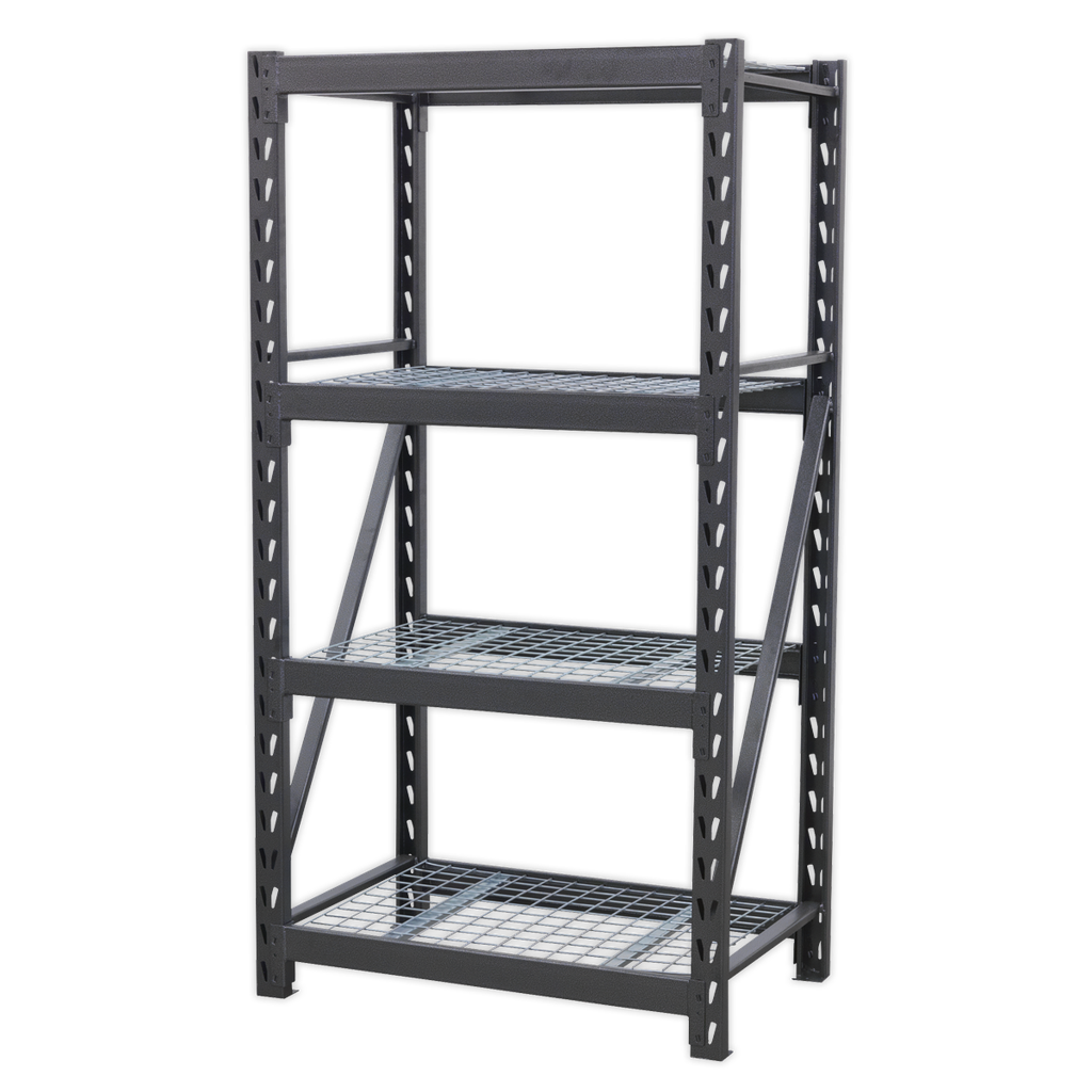 Heavy-Duty Racking Unit with 4 Mesh Shelves 640kg Capacity Per Level