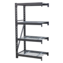 Heavy-Duty Racking Extension Pack with 4 Mesh Shelves 640kg Capacity Per Level
