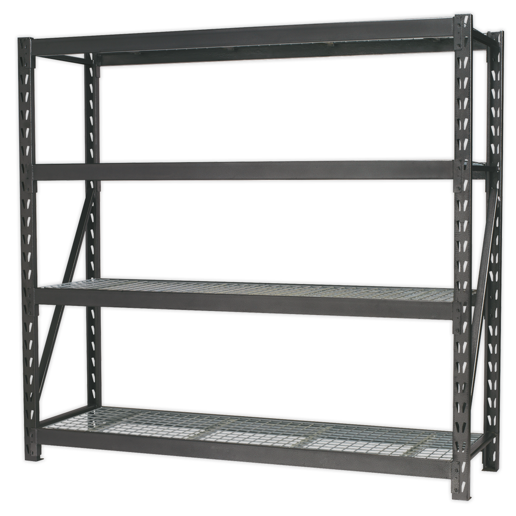 Heavy-Duty Racking Unit with 4 Mesh Shelves 640kg Capacity Per Level