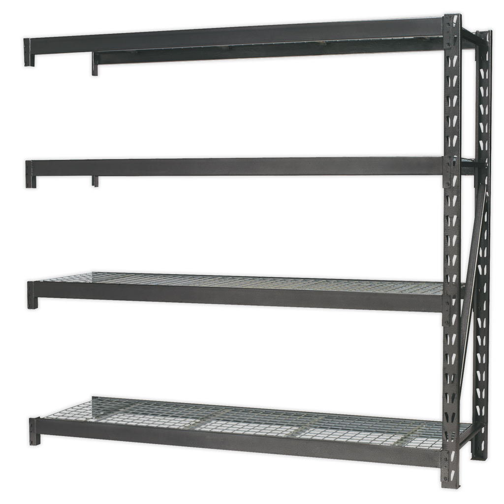 Heavy-Duty Racking Extension Pack with 4 Mesh Shelves 640kg Capacity Per Level