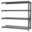 Heavy-Duty Racking Extension Pack with 4 Mesh Shelves 640kg Capacity Per Level