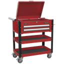 Sealey Superline PRO® Heavy-Duty Mobile Tool & Parts Trolley with Lockable Top & 2 Drawers - Red