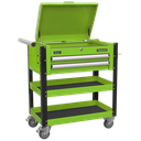Superline PRO® Heavy-Duty Mobile Tool & Parts Trolley with Lockable Top & 2 Drawers - Green