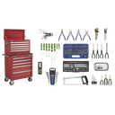 Superline PRO® Topchest & Rollcab Combination 10 Drawer with 148pc Tool Kit - Red