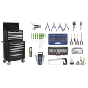 Superline PRO® Topchest & Rollcab Combination 10 Drawer with 148pc Tool Kit - Black