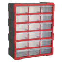 Cabinet Box 18 Drawer - Red/Black