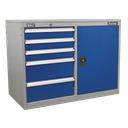 Premier Industrial™ Cabinet/Workstation with 5 Drawers & 1 Shelf