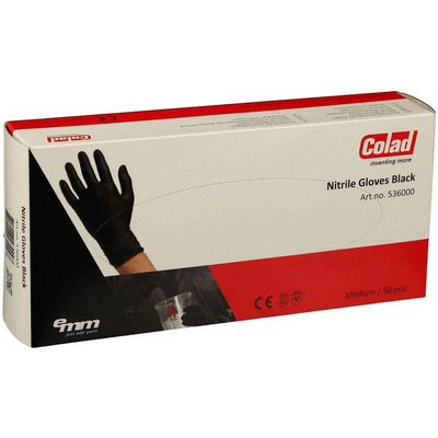 Colad Large Disposable Nitrile Gloves Black (Pkt 60)