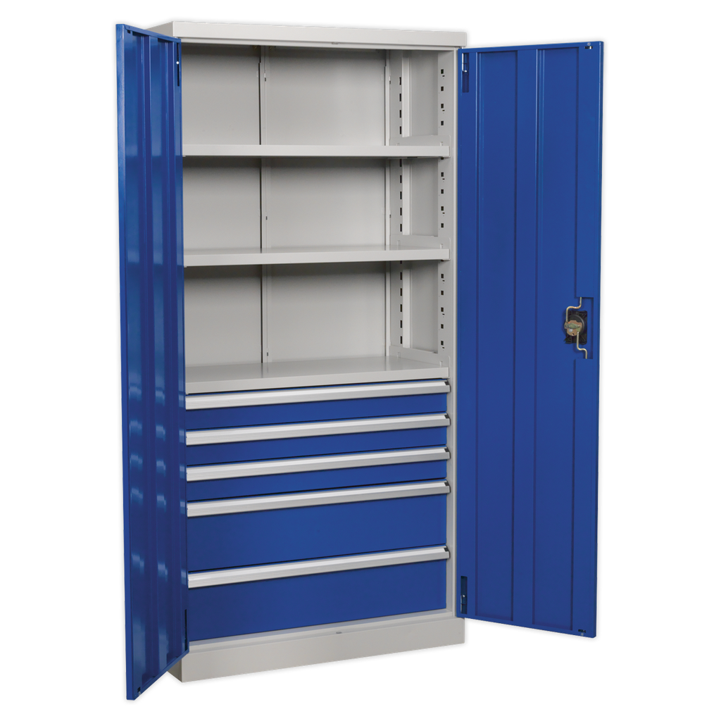 Premier Industrial™ Cabinet with 5 Drawers & 3 Shelves 1800mm
