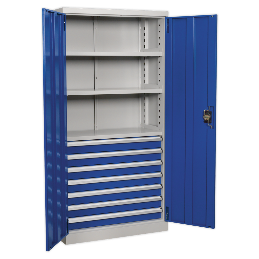 Premier Industrial™ Cabinet with 7 Drawers & 3 Shelves 1800mm