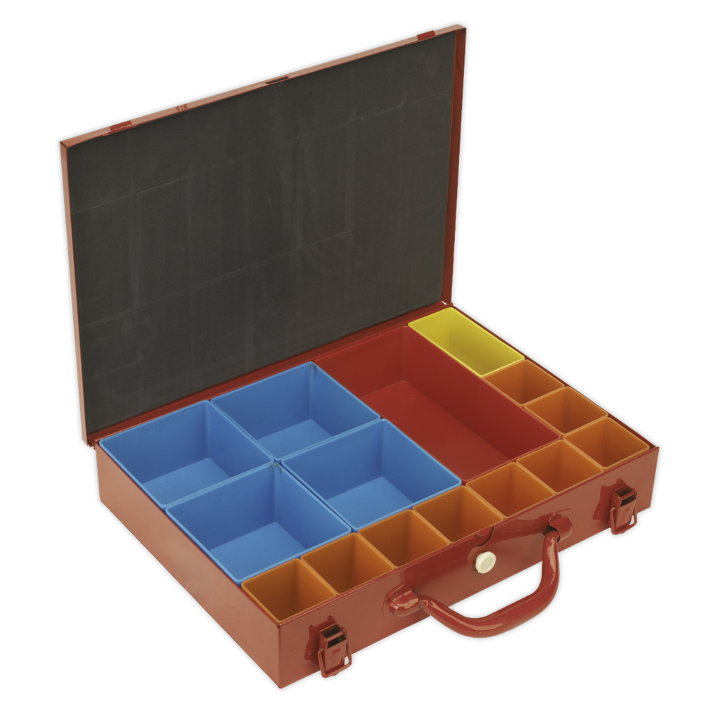 Metal Case with 15 Storage Bins