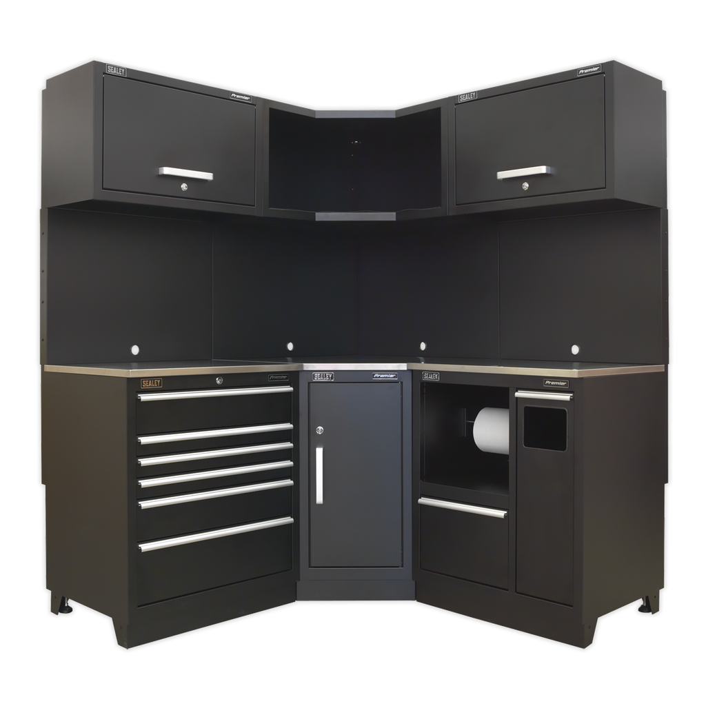 Sealey Premier™ Corner Storage System with Stainless Worktop 1.7