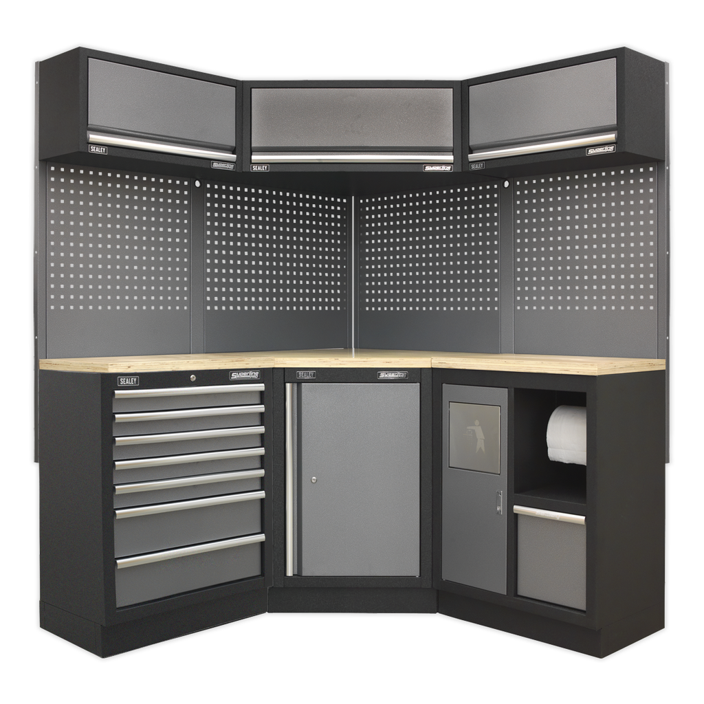 Superline PRO® Corner Storage System with Wood Worktop 1.55m