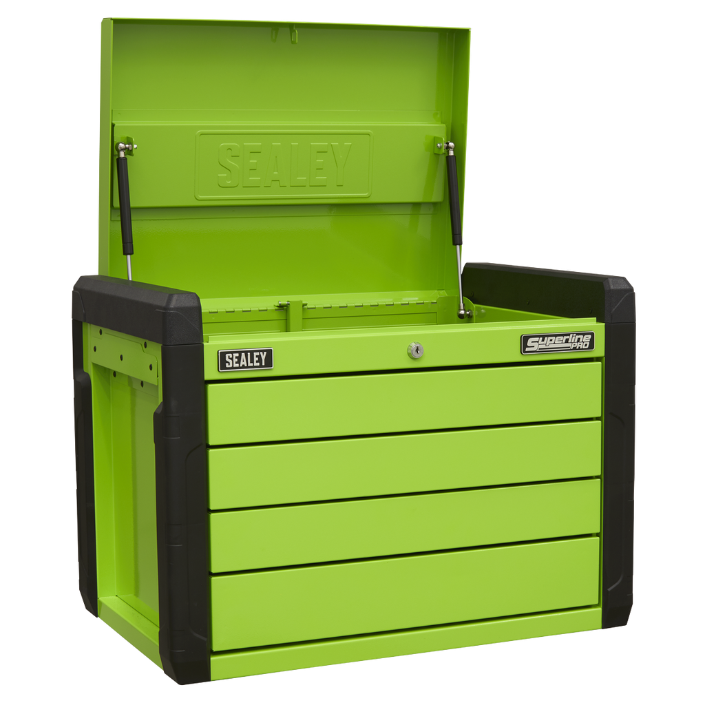 Sealey Superline PRO® Push-to-Open Topchest 4 Drawer - Green