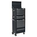 Sealey Superline PRO® Topchest, Mid-Box Tool Chest & Rollcab Combination 14 Drawer - Black