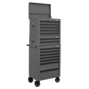 Superline PRO® Topchest, Mid-Box Tool Chest & Rollcab Combination 14 Drawer - Grey
