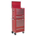 Sealey Superline PRO® Topchest, Mid-Box Tool Chest & Rollcab Combination 14 Drawer - Red