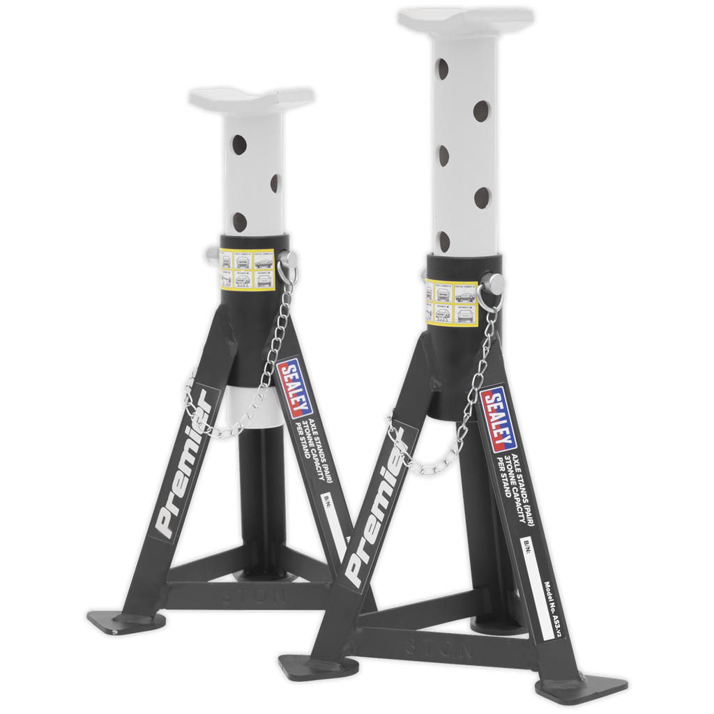 Sealey Premier Axle Stands (Pair) 3 Tonne Capacity per Stand - White
