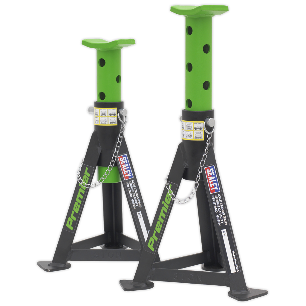 Premier Axle Stands (Pair) 3 Tonne Capacity per Stand - Green