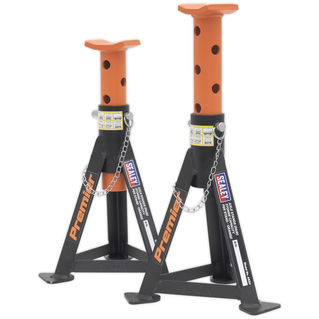 Premier Axle Stands (Pair) 3 Tonne Capacity per Stand - Orange