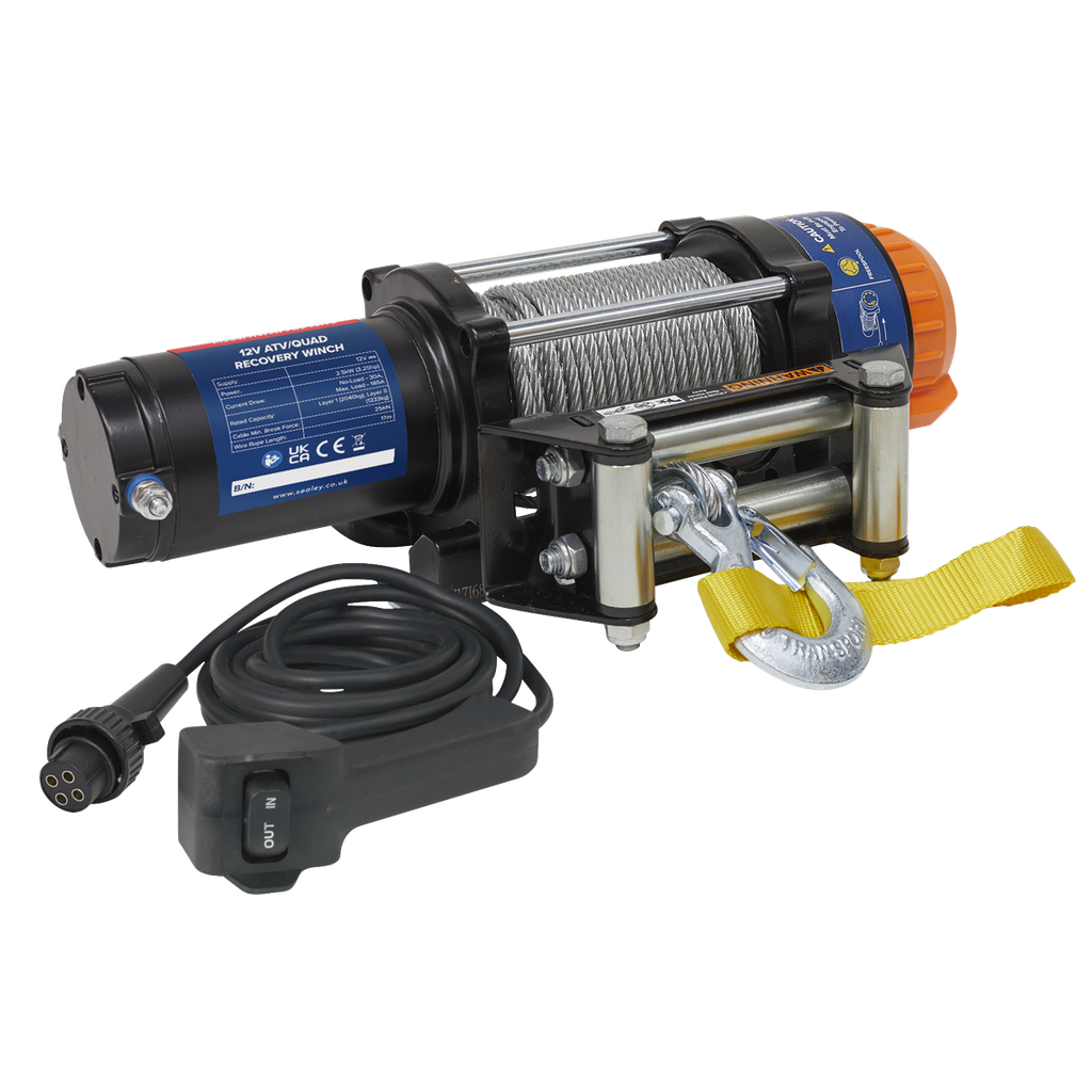 Sealey ATV/Quad Recovery Winch 2040kg (4500lb) Line Pull 12V