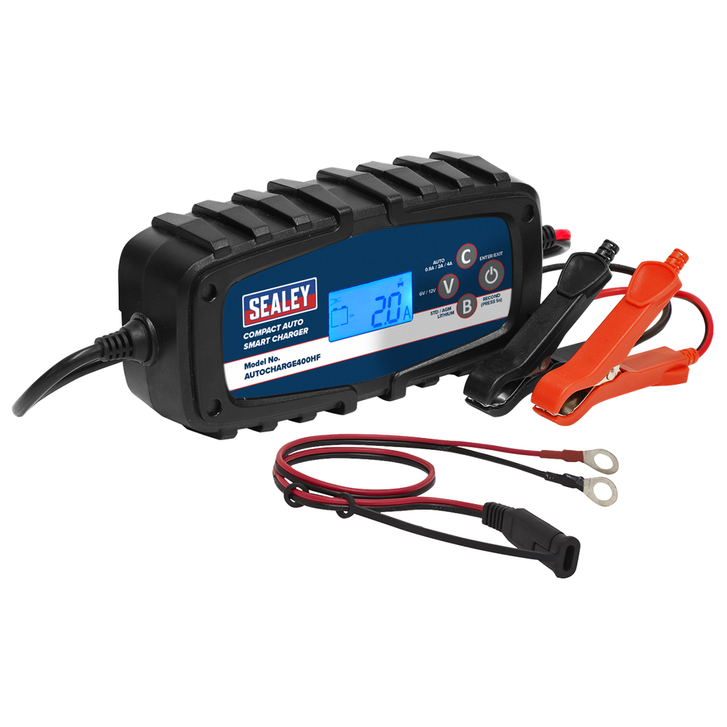 Sealey 6/12V Compact Auto Smart Charger & Maintainer 4A