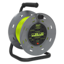 25m Cable Reel with Thermal Trip 4 x 230V - Hi-Vis Green