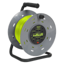 Sealey 50m Cable Reel with Thermal Trip 4 x 230V - Hi-Vis Green