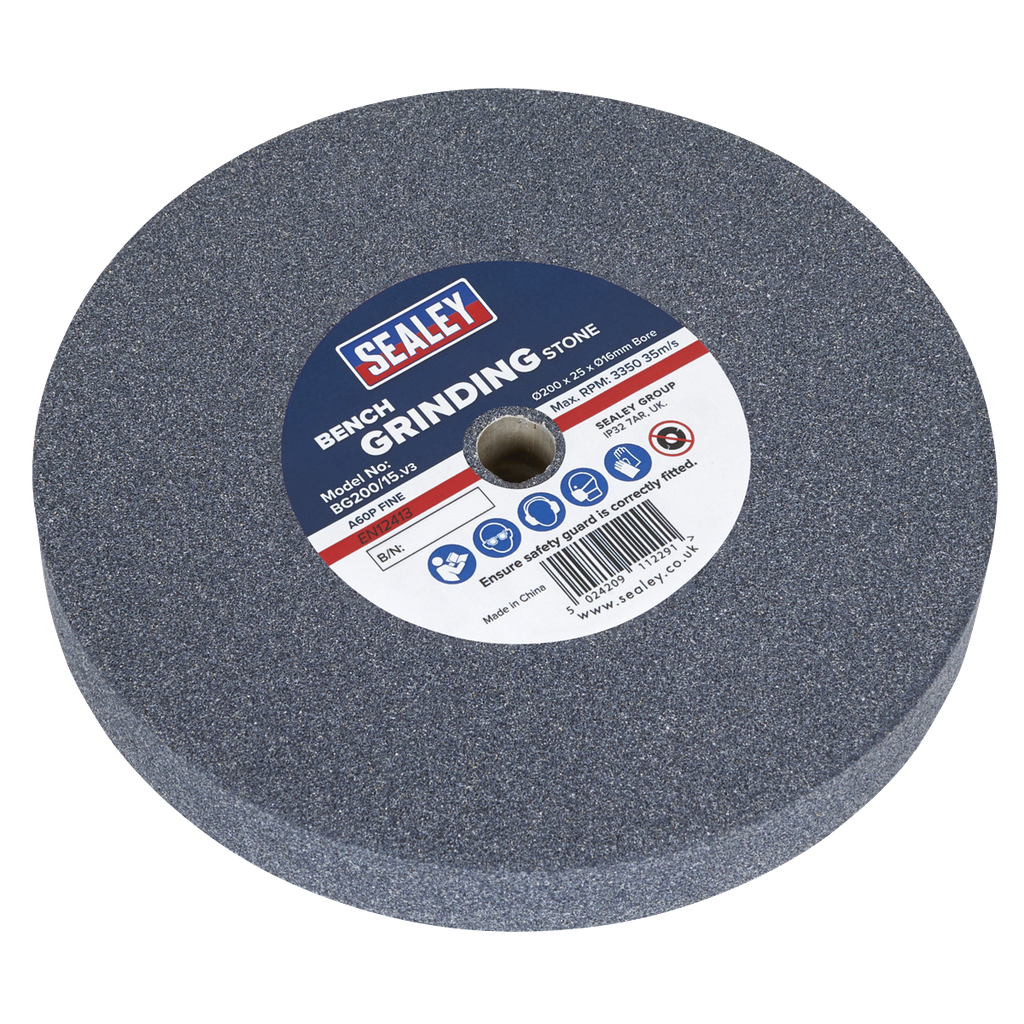 Sealey 200 x 25mm Grinding Stone 16mm Bore - A60P Fine