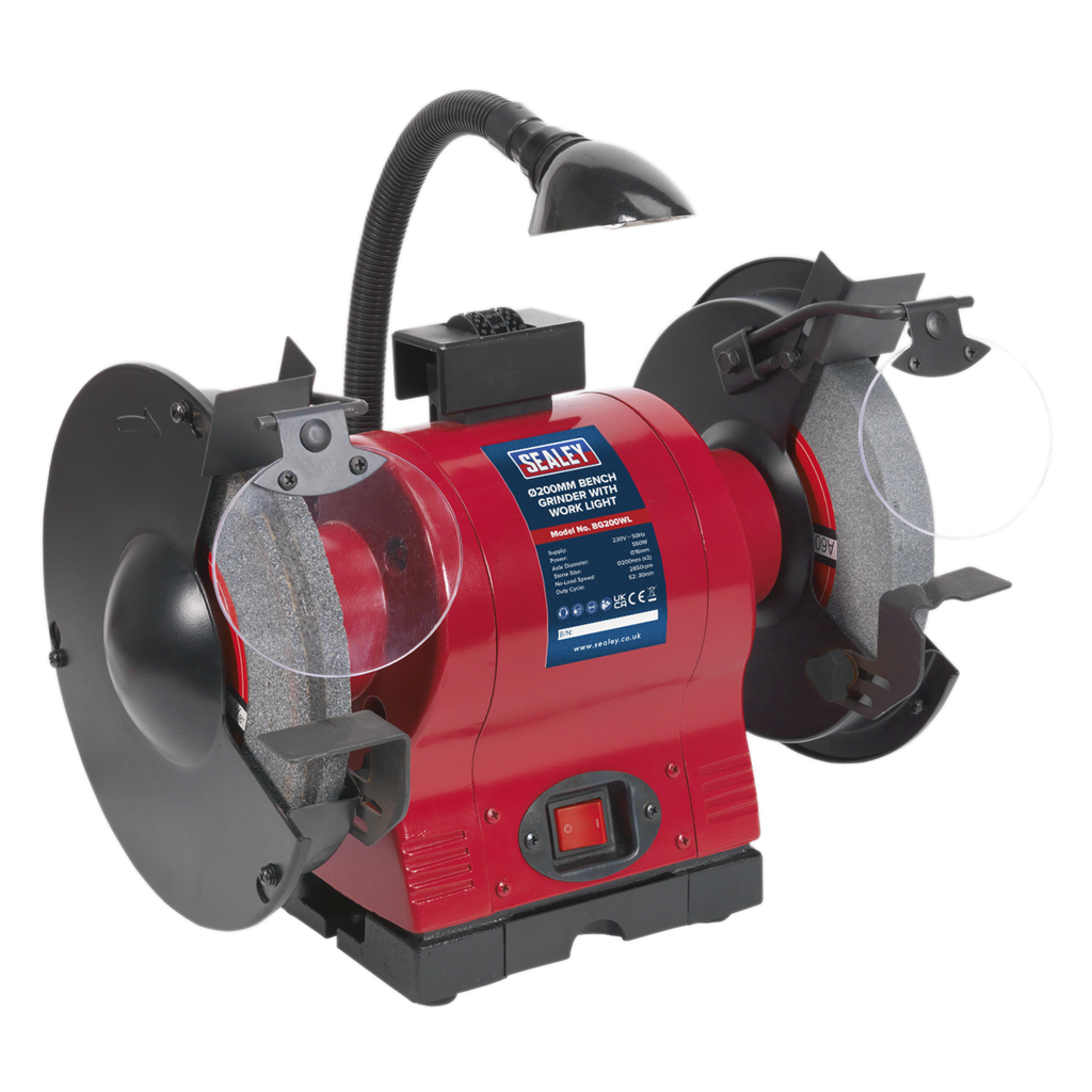 Sealey 200mm Bench Grinder with Worklight 550W/230V