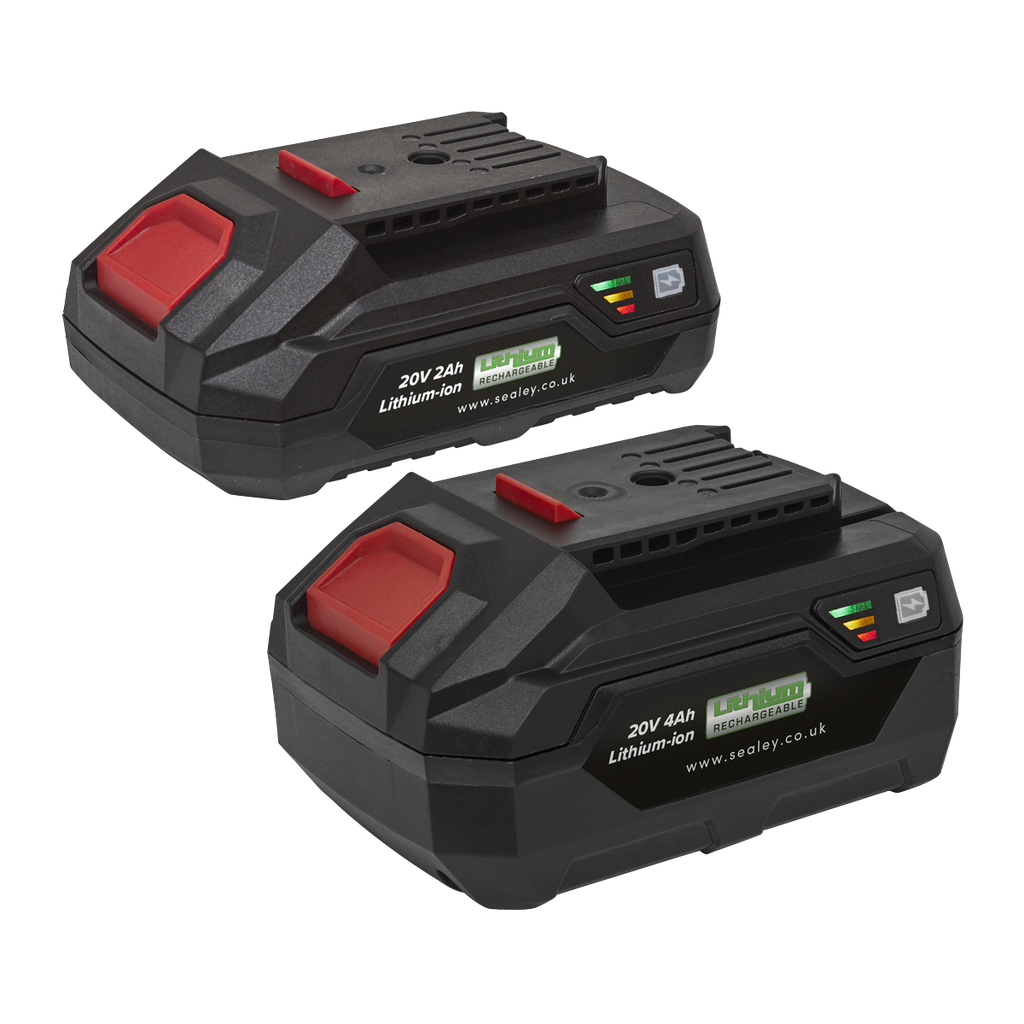 Sealey SV20 Series Power Tool Battery 20V 2Ah & 4Ah - Pack of 2