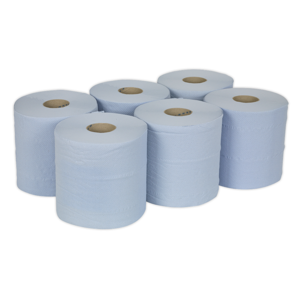 Sealey 2-Ply Embossed Blue Paper Roll 150m - Pack of 6
