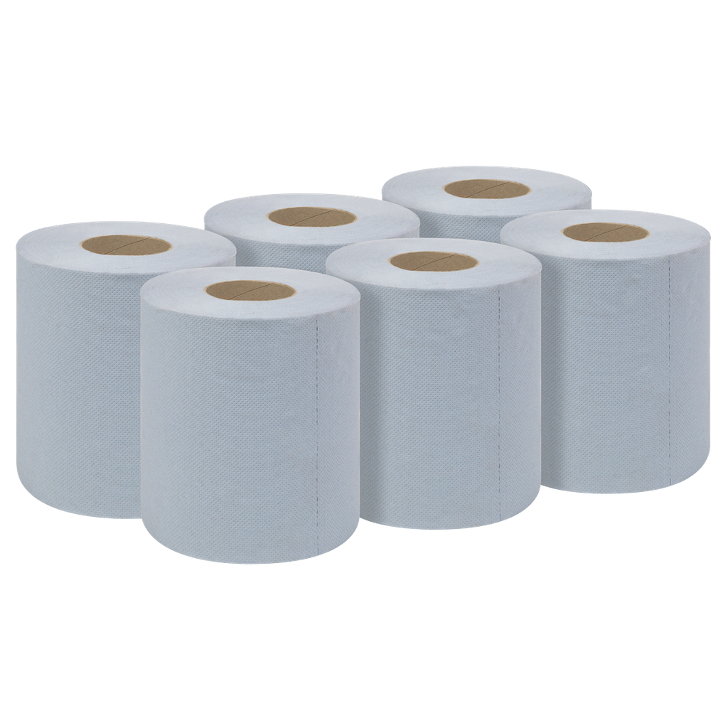 2-Ply Embossed Blue Paper Roll 60m - Pack of 6