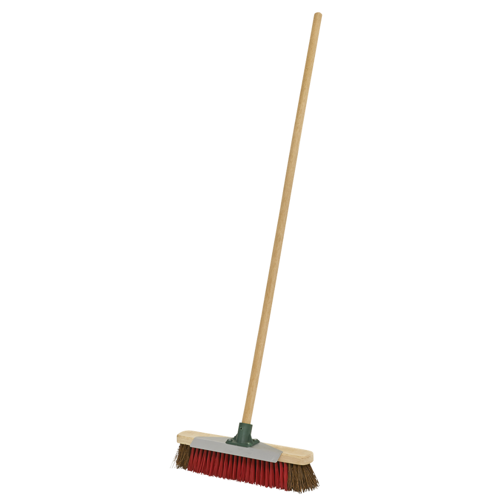 Sealey Heavy-Duty Stiff/Hard Bristle Broom with Scraper 16"(405mm)