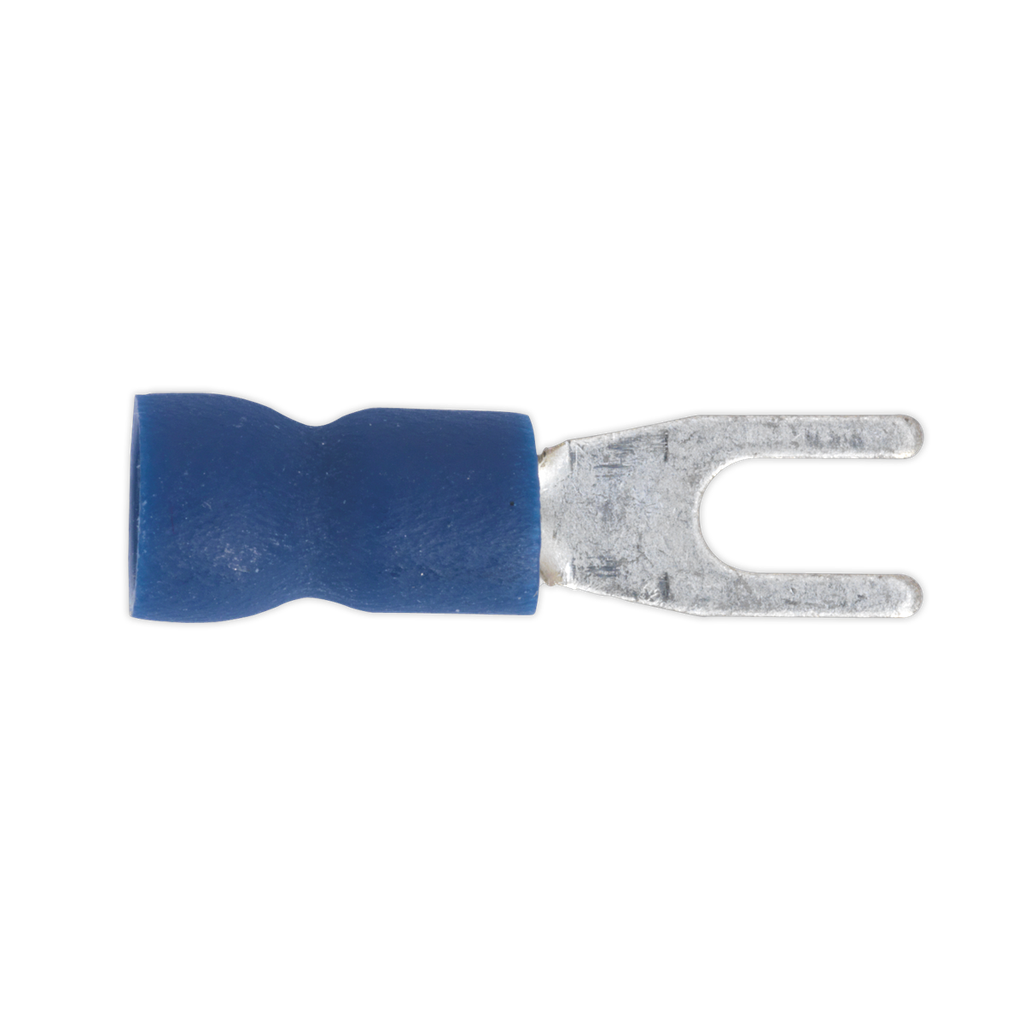 Sealey Easy-Entry Fork Terminal 3.7mm (4BA), Blue - Pack of 100
