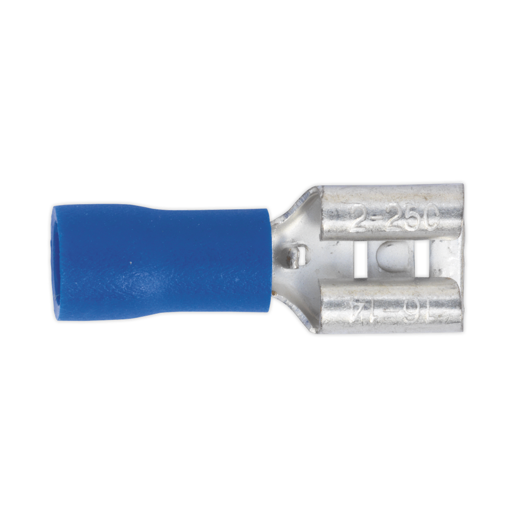 Push-On Female Terminal 6.3mm, Blue - Pack of 100