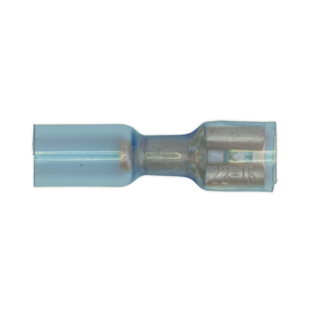 Heat Shrink Push-On Female Terminal 6.4mm, Blue - Pack of 25
