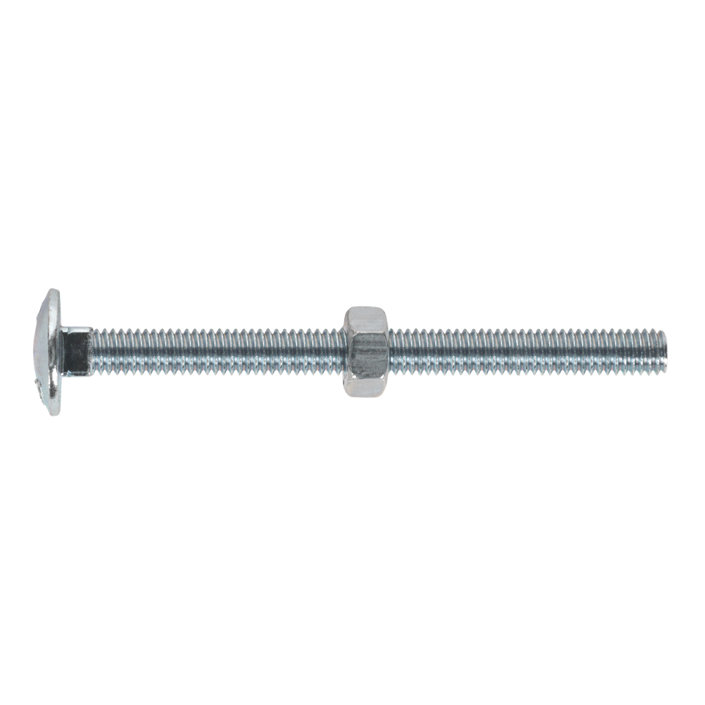 Sealey Zinc Plated Coach Bolt & Nut M6 x 75mm, DIN 603 - Pack of 100