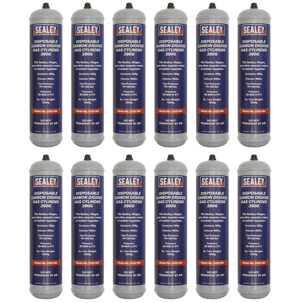 Sealey Disposable Carbon Dioxide Gas Cylinder 390g - Box of 12