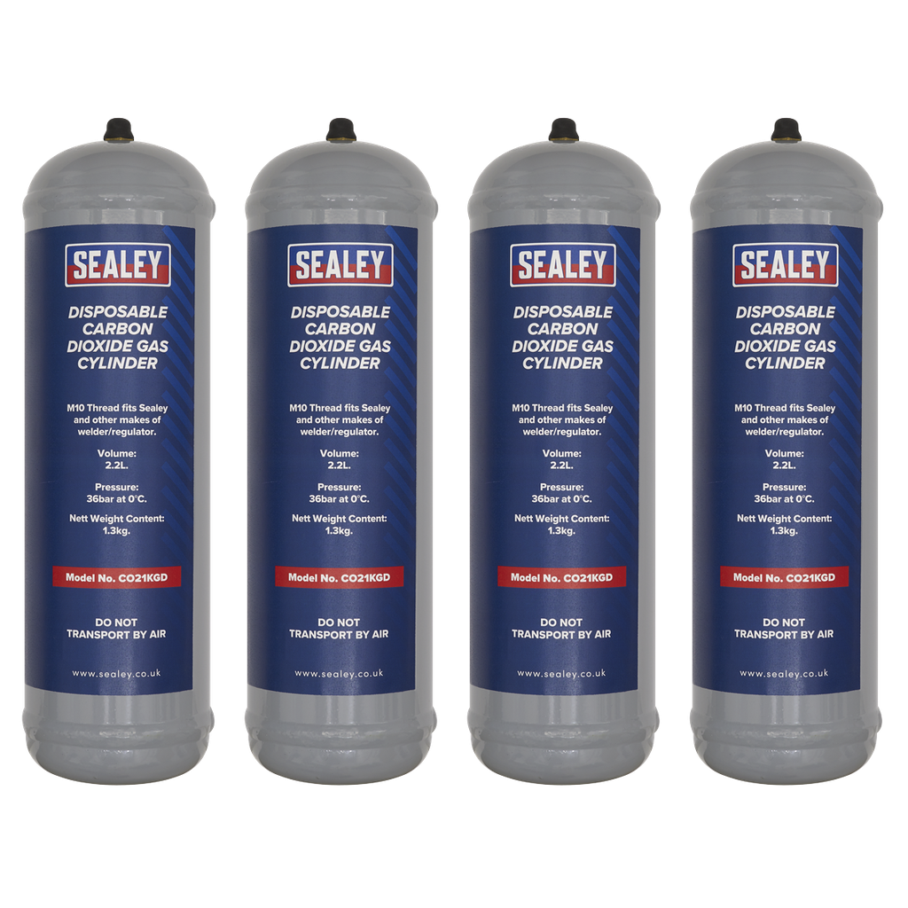 Sealey Disposable Carbon Dioxide Gas Cylinder 1.3kg - Pack of 4