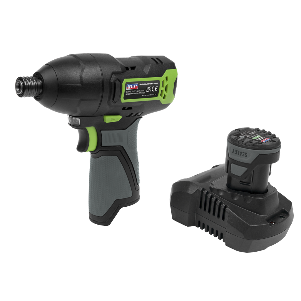Sealey SV10.8 Series 1/4"Hex Drive Cordless Impact Driver Kit 10