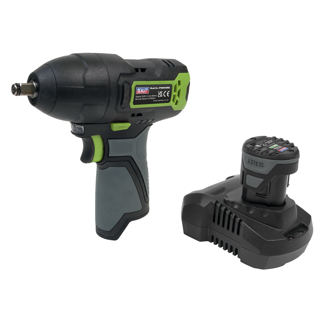 Sealey SV10.8 Series 3/8"Sq Drive Cordless Impact Wrench Kit 10.8V 2Ah