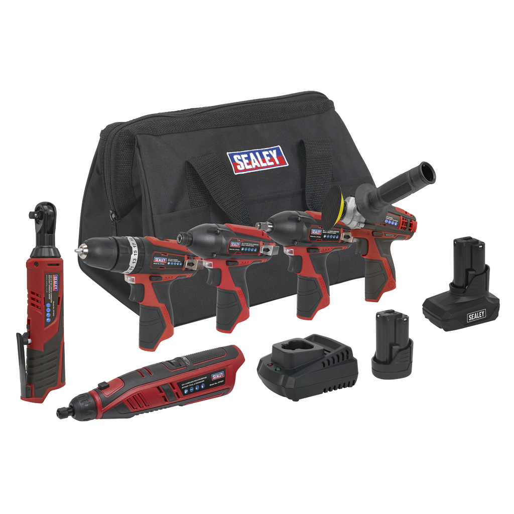Sealey 6 x SV12 Series Cordless Power Tool Combo Kit 12V - 2 Batteries