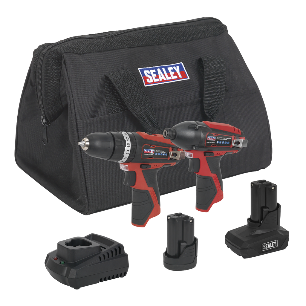 Sealey 2 x SV12 Series Cordless Power Tool Combo Kit 12V - 2 Bat