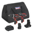 Sealey 2 x SV12 Series Cordless Power Tool Combo Kit 12V - 2 Bat