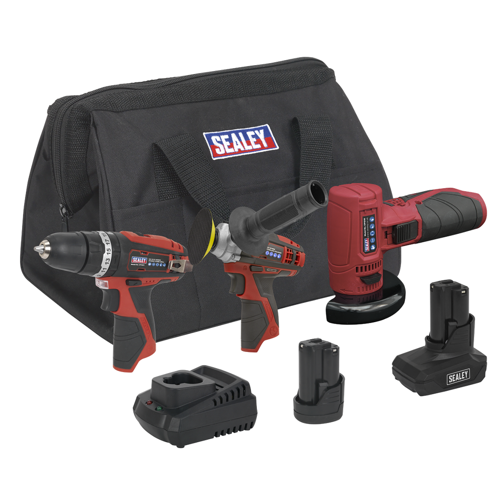 Sealey 3 x SV12 Series Cordless Power Tool Combo Kit 12V - 2 Batteries
