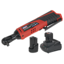 Sealey SV12 Series 3/8"Sq Drive Cordless Ratchet Wrench Kit 12V 1.5Ah - 2 Batteries