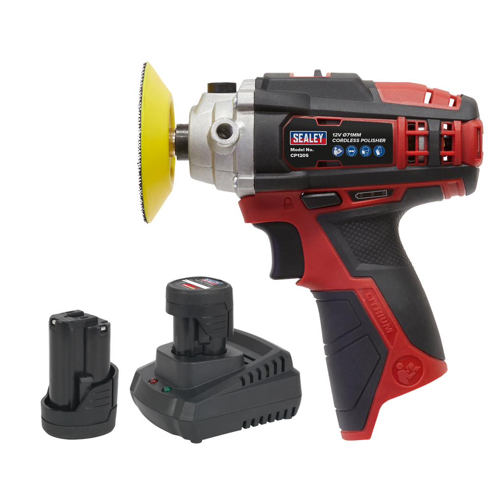 Sealey SV12 Series 71mm Cordless Polisher Kit 12V 1.5Ah - 2 Batteries